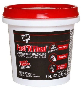 Dap Fast 'N Final Spackle 1/2 Pint White 12/Cs