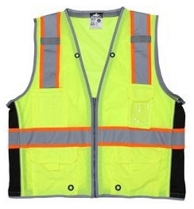 MCR Safety Luminator Hi-Vis Reflect Lime Safety Vest Large