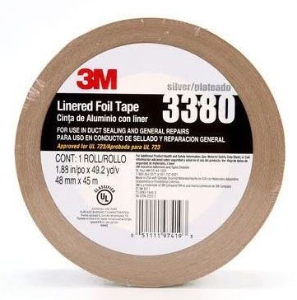 3M 3380 Lined Alu Foil Tape 2"X50 Yd Silver 24/Cs