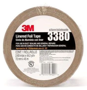 3M 3381 Lined Alu Foil Tape 3"X50 Yd Silver 16/Cs